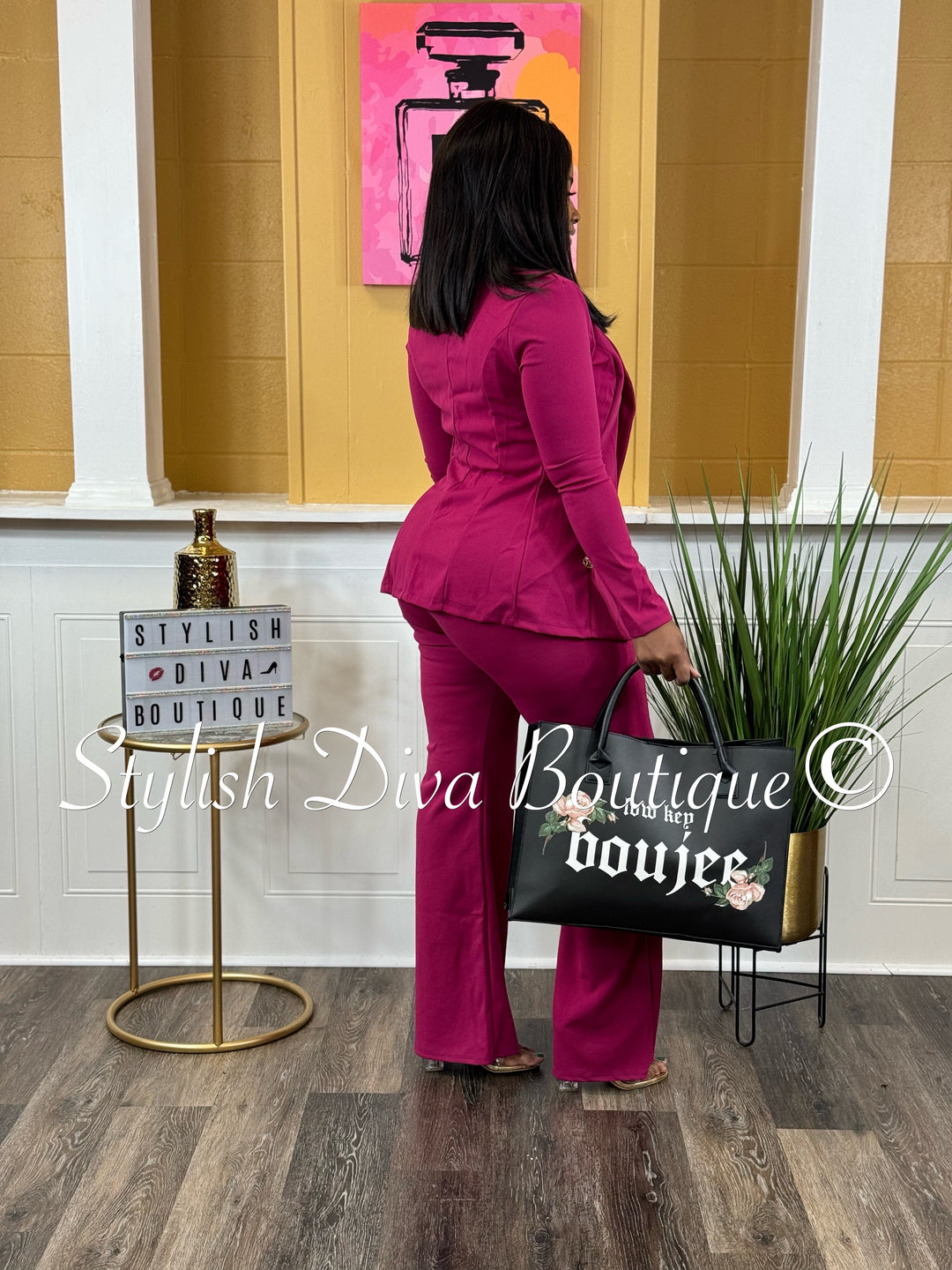 Bossy 3pc Jacket Set up to 3XL (Dk Pink)