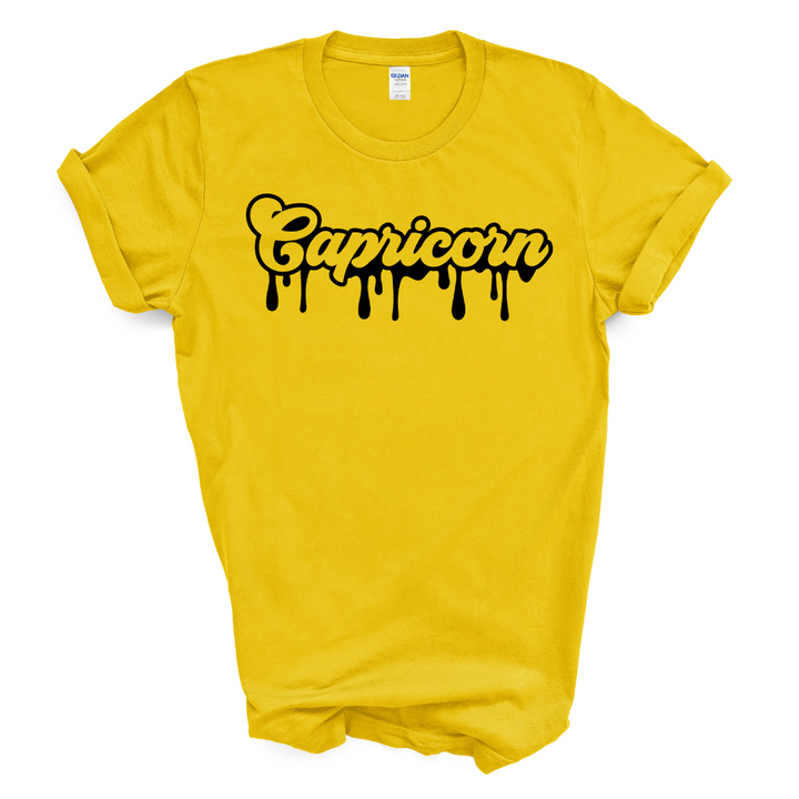 Capricorn Dripping T-Shirt (Black Print)