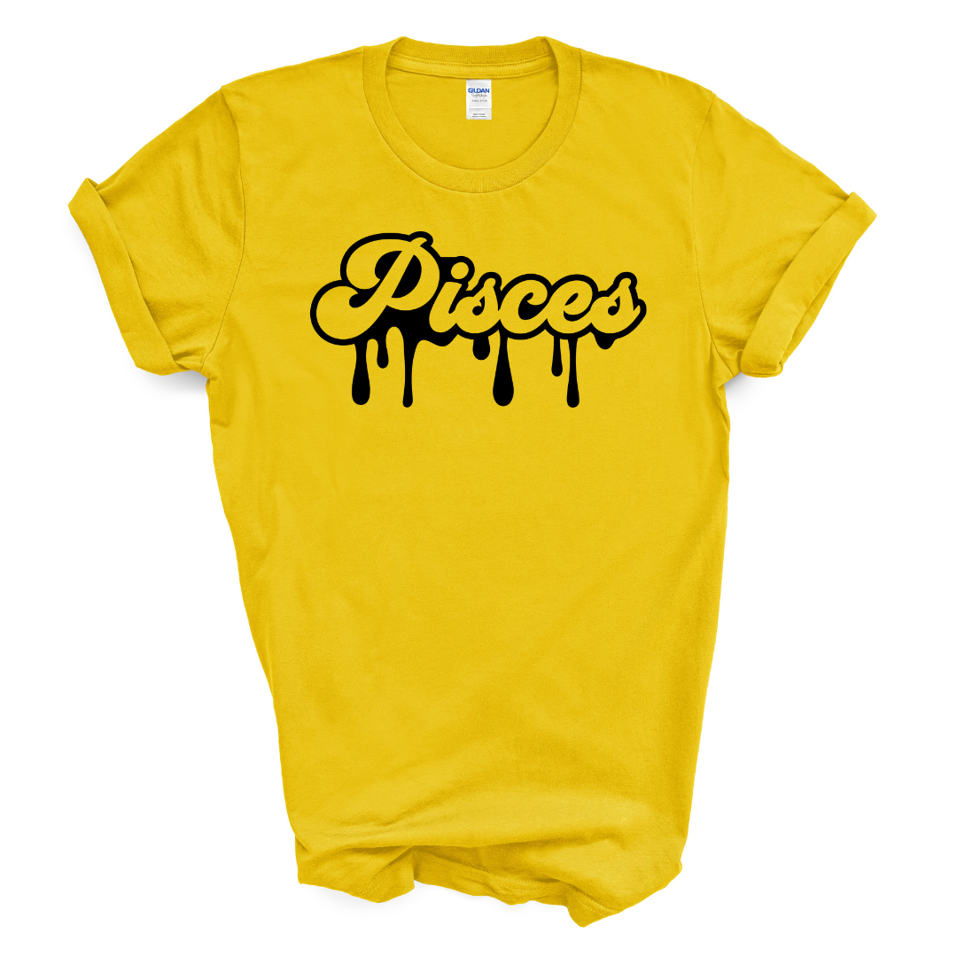 Pisces Dripping T-Shirt (Black Print)