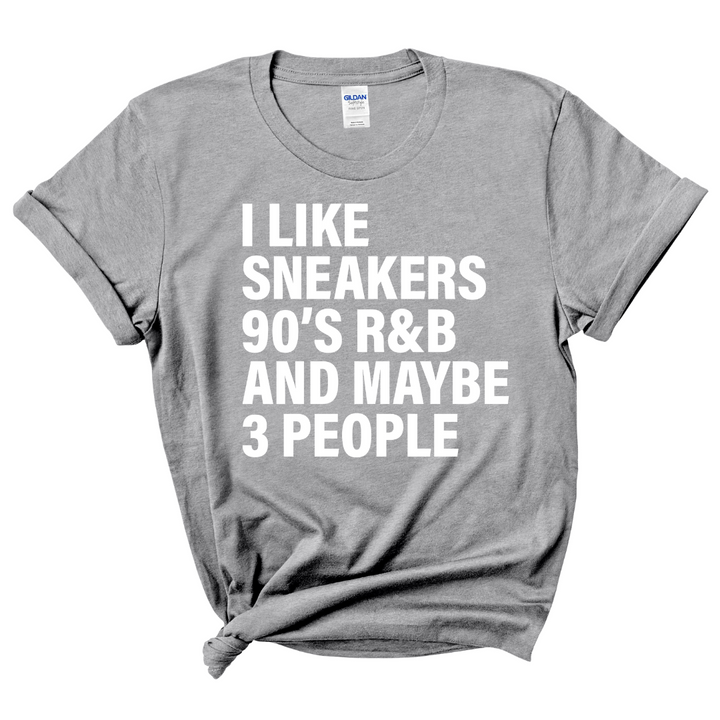 I Love Sneakers & 3 People T-Shirt (White Print)