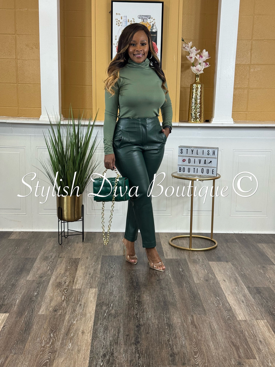 Luxe Emerald Leather Pants