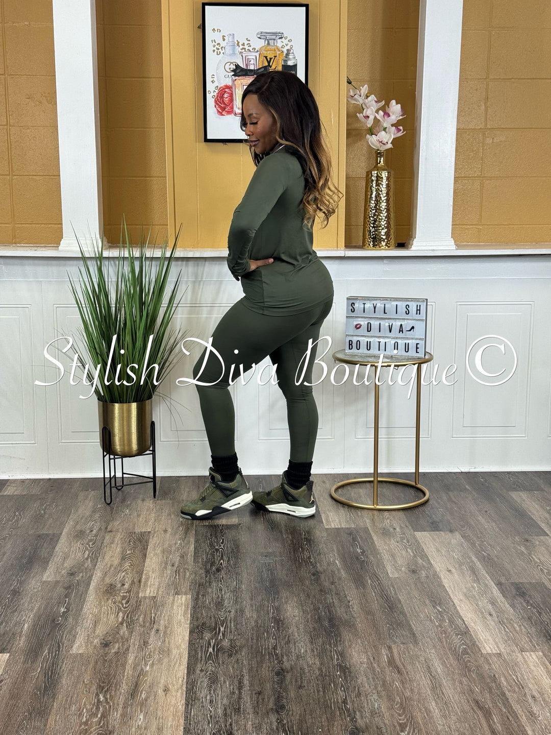 Weekend Ease Legging Set up to 3XL (Dk Olive)
