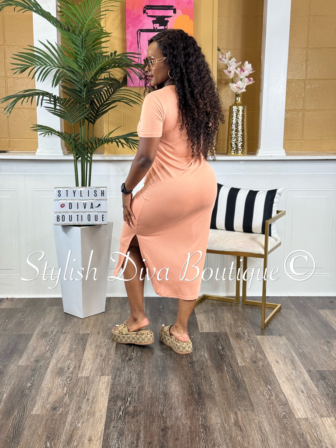 Ivy V-Neck Shirt Dress (Dusty Clay)