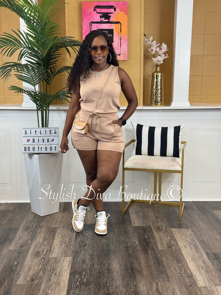 Jamiye Sleeveless Romper (Taupe)