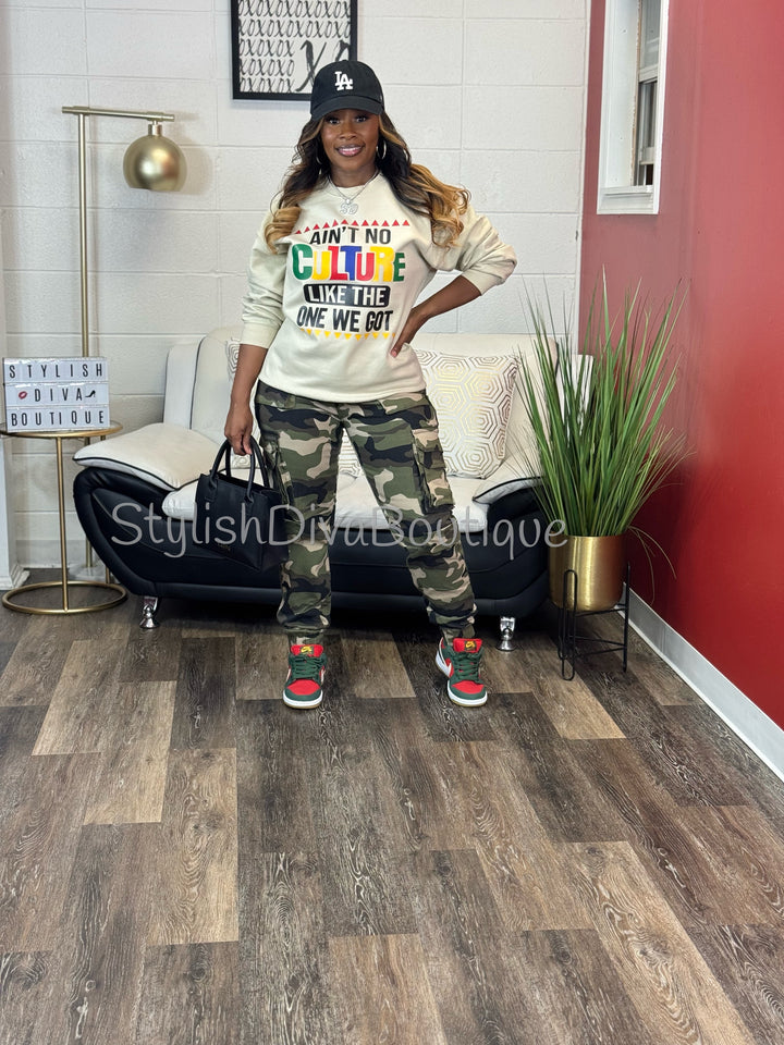 Ain't No Culture Sweatshirt up to 3XL (Multi-Color Print)