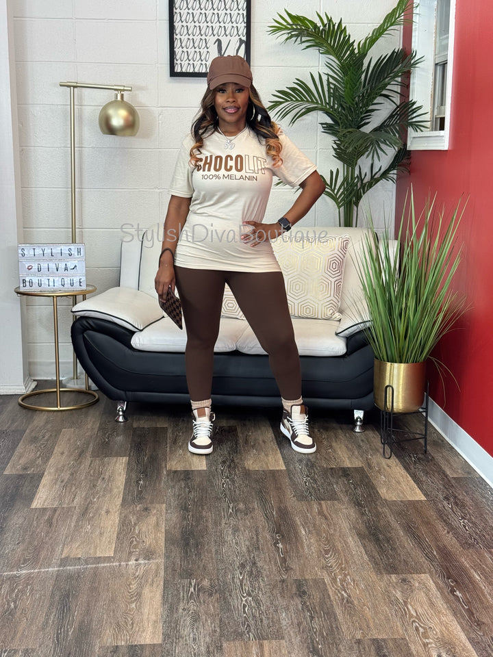 100% Chocolit Graphic Tee (Brown Print)