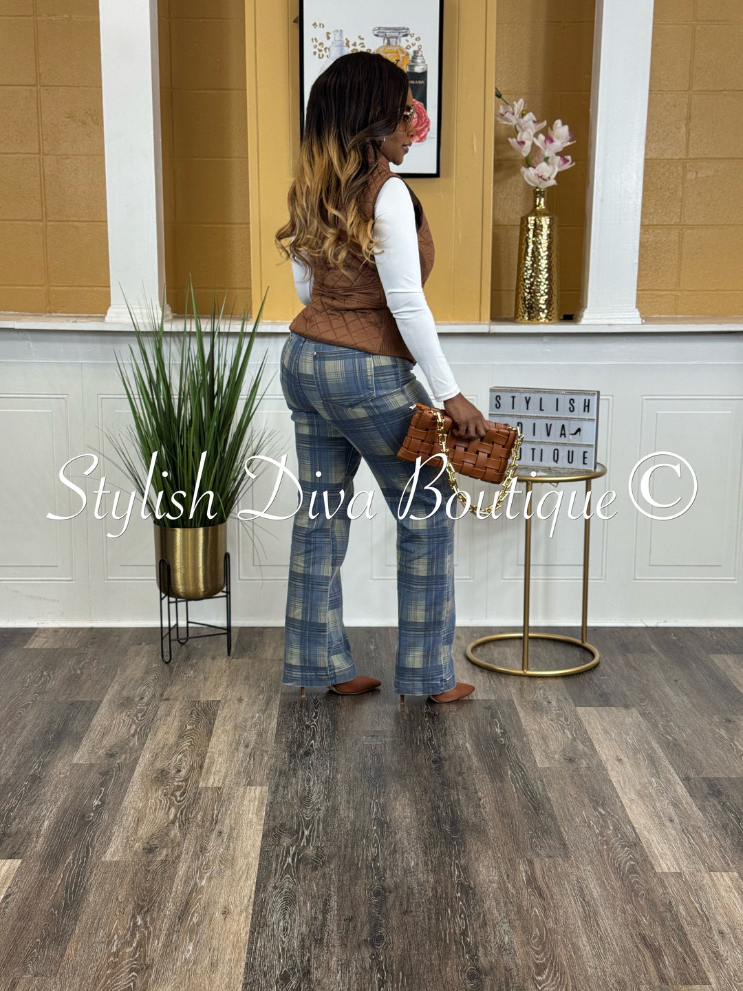 Plaid Perfection Vintage Jeans (Blue Haze)