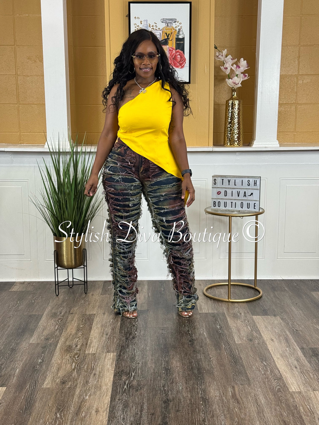 Elise One Shoulder Top (Yellow)