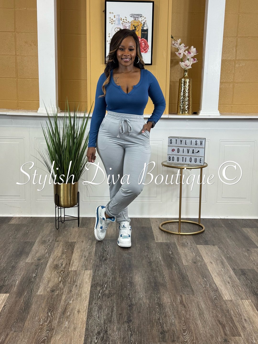 Sitting Pretty L/S Bodysuit (Blue)