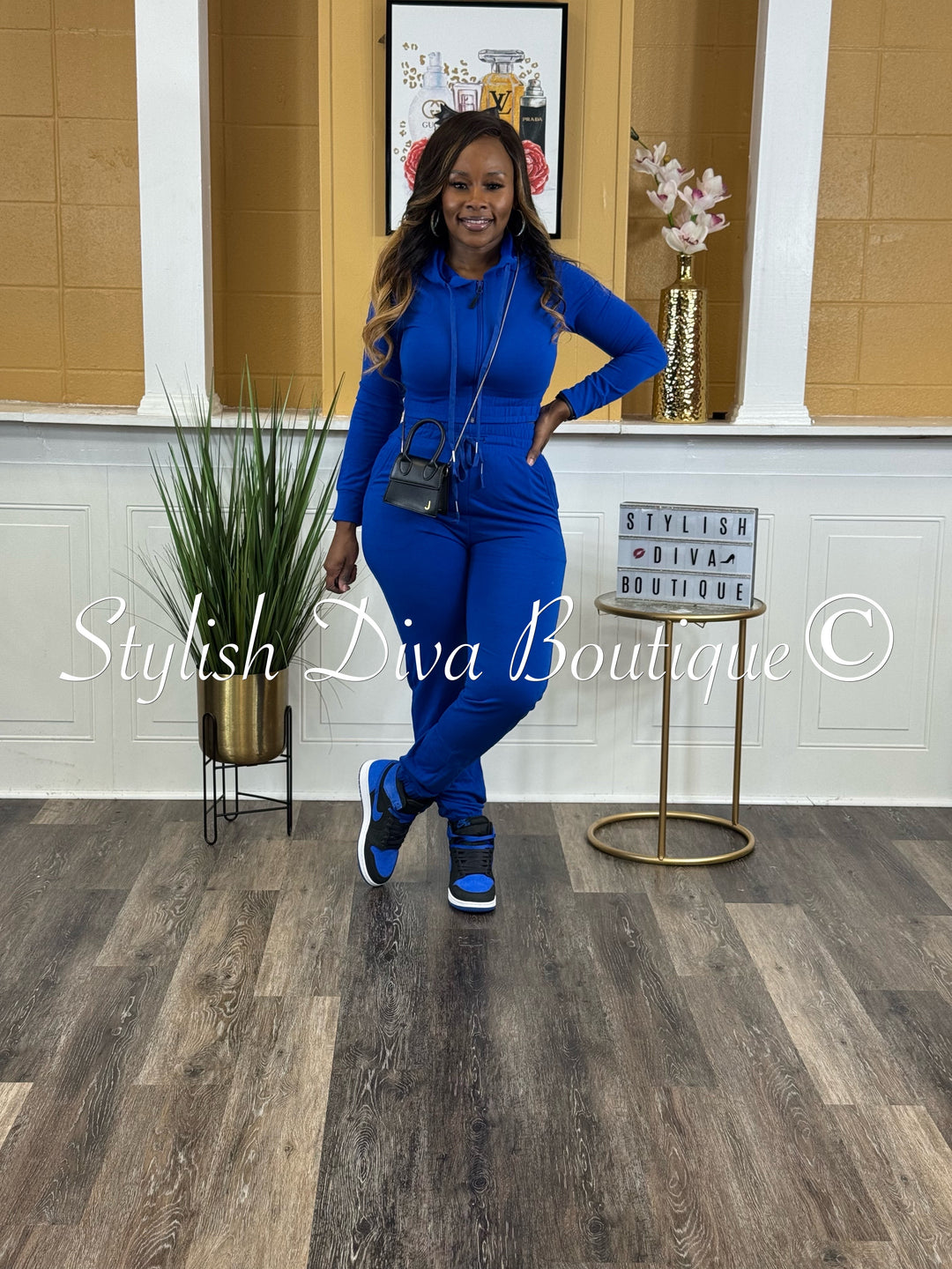 Chill Mode Zip Hoodie Jogger Set (Royal Blue)