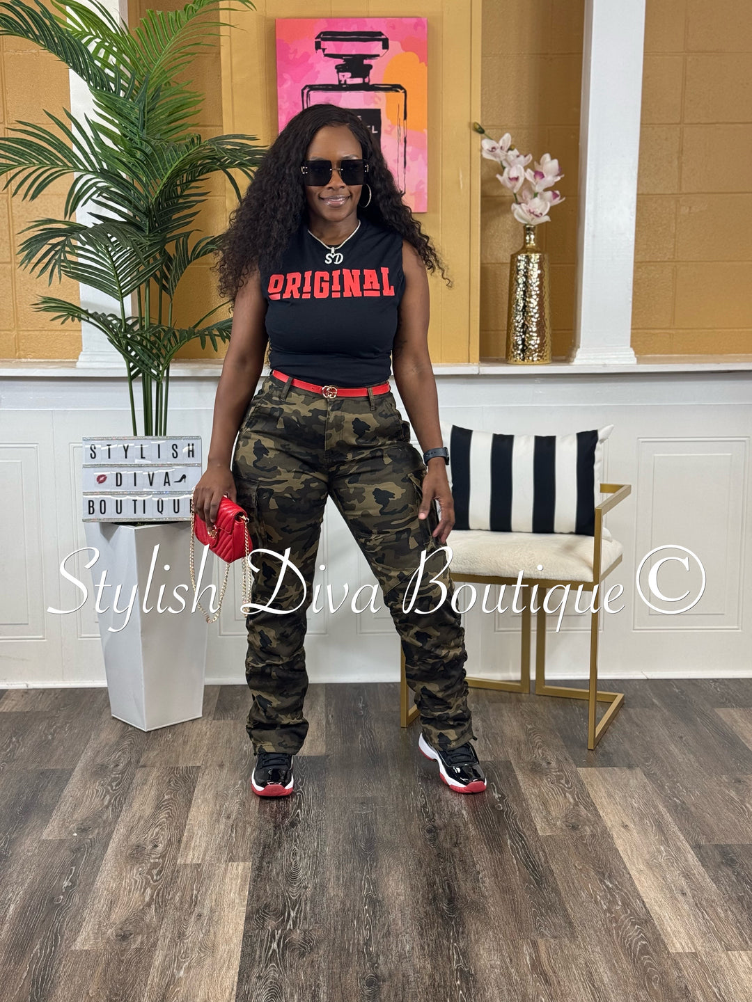 New Look Camo Shirred Pants