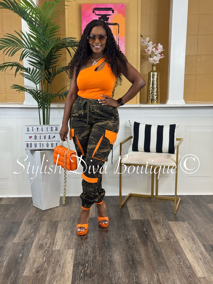 Camo Cargo Joggers up to 3XL (Camo/Orange)