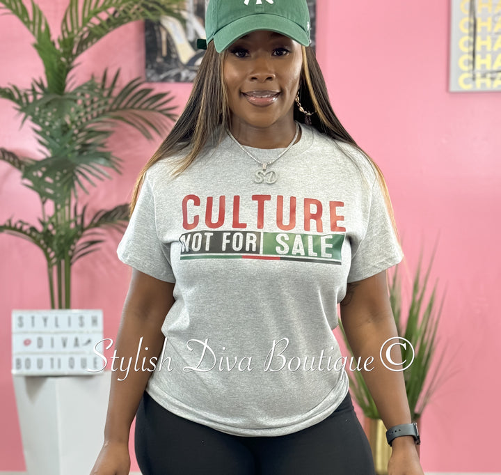 Culture Not For Sale T-Shirt (Grey Shirt/Red, Green, Black Print)