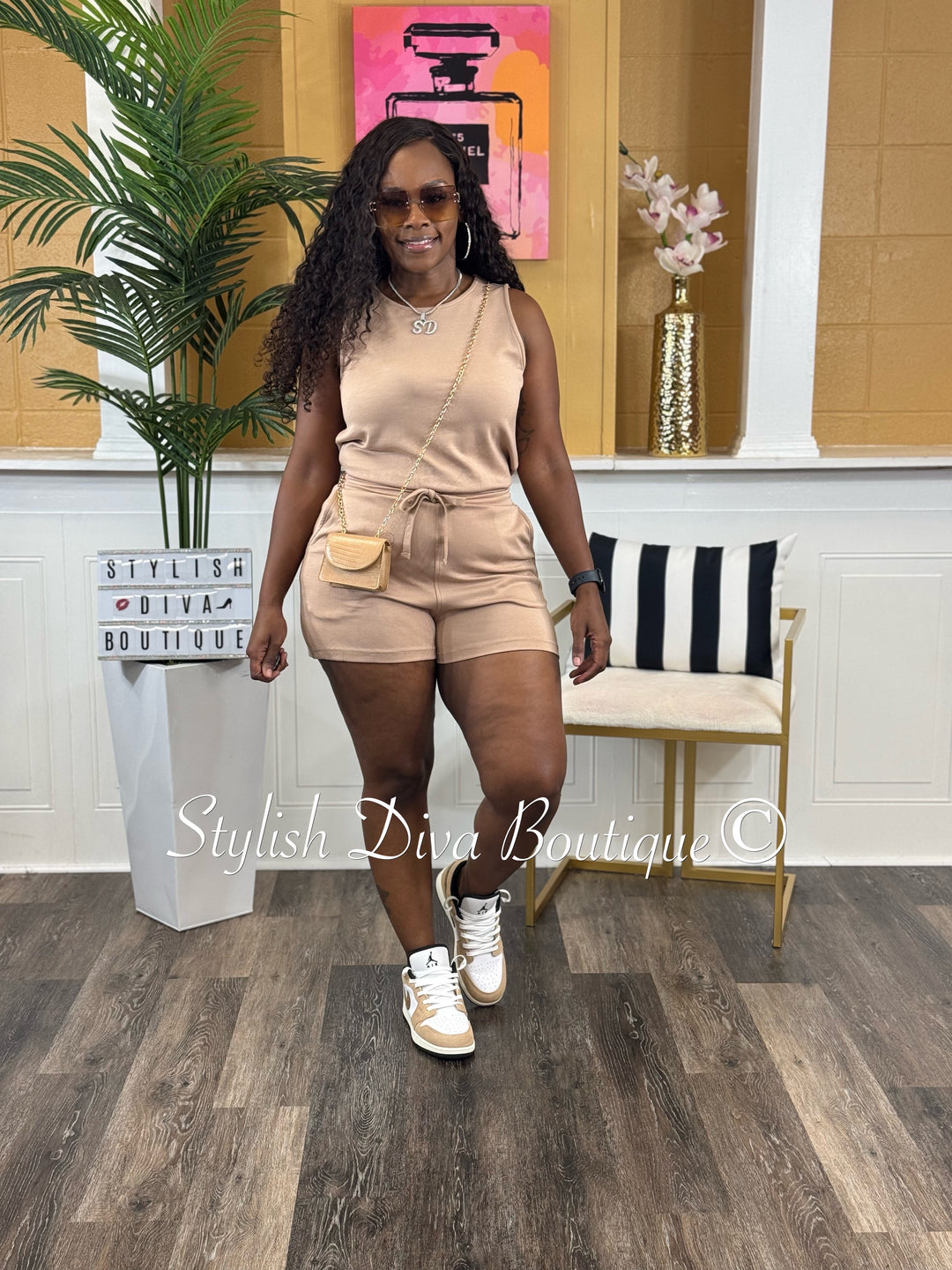 Jamiye Sleeveless Romper (Taupe)