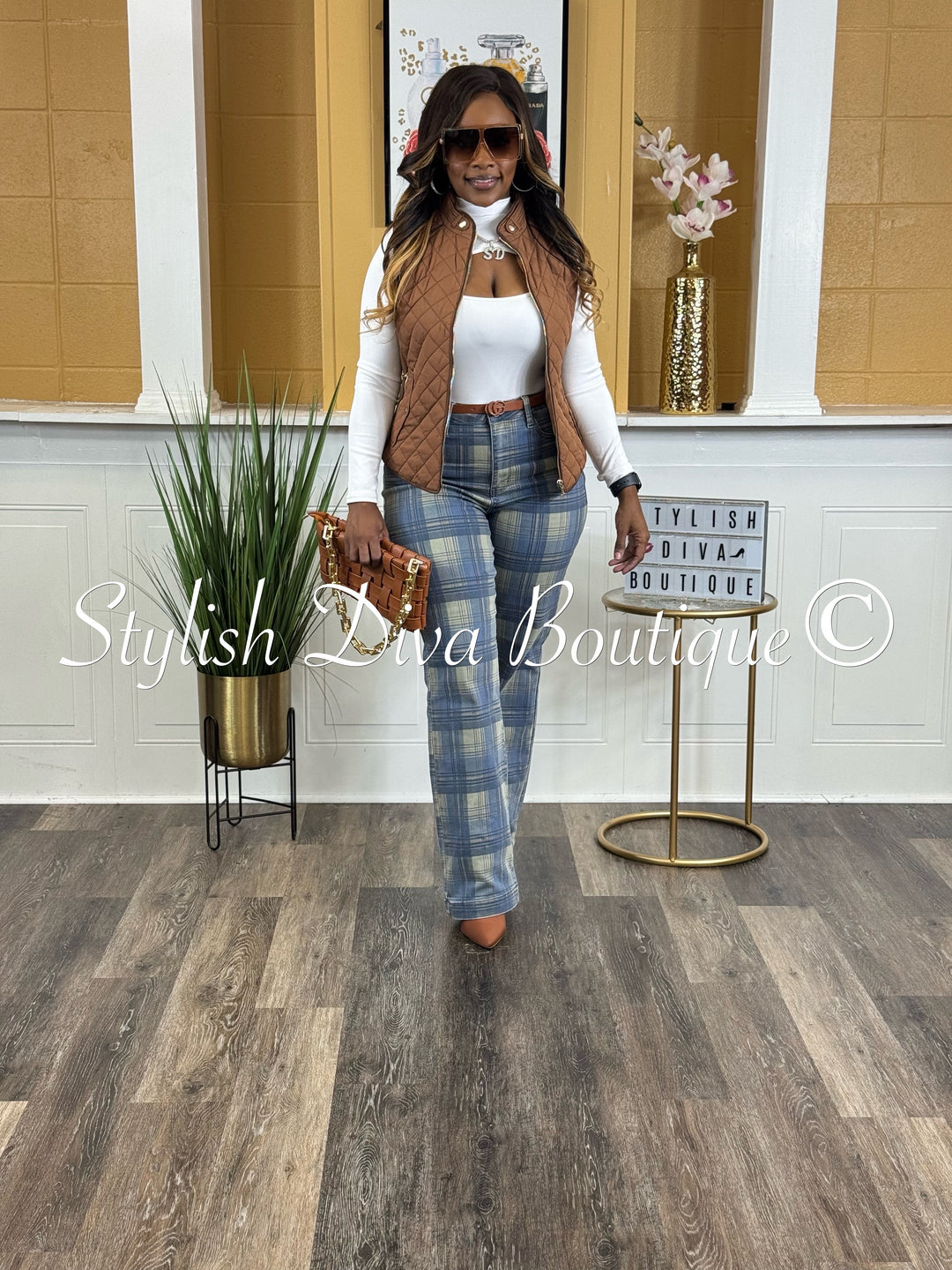 Plaid Perfection Vintage Jeans (Blue Haze)