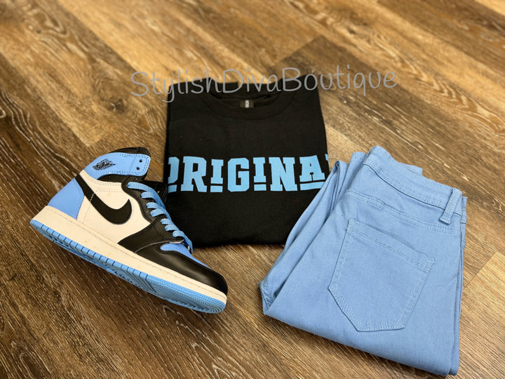 ORIGINAL Signature Graphic Tee (Black Shirt/Columbia Blue Print)