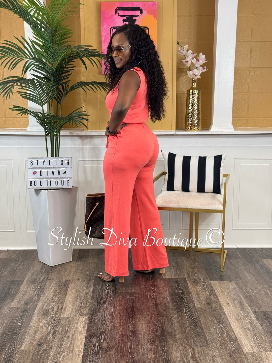 Jamie Sleeveless Jumpsuit (Coral)