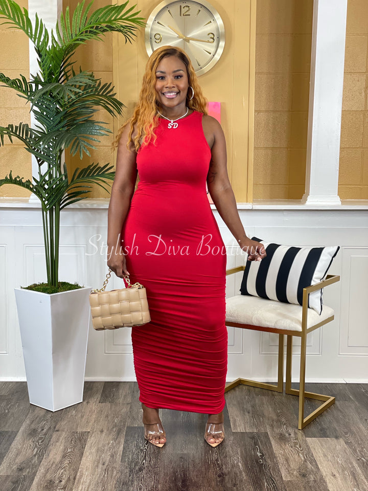 Candace Midi Dress (Red)