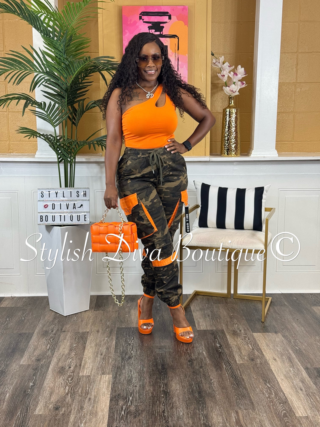 Camo Cargo Joggers up to 3XL (Camo/Orange)