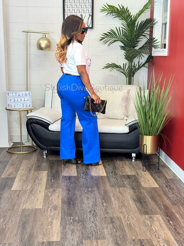 London Straight Leg Distressed Jeans (Royal Blue)