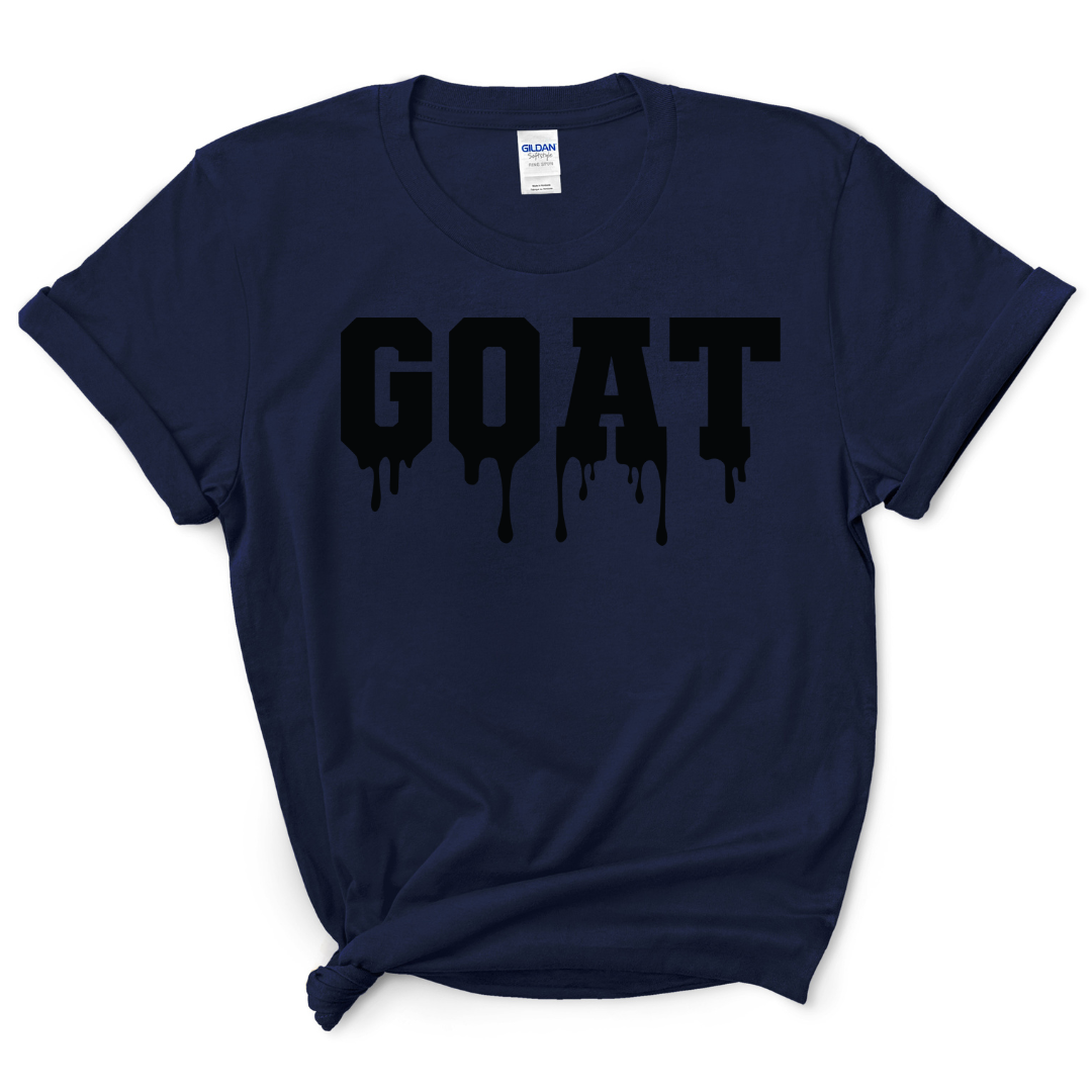 GOAT Dripping T-Shirt (Navy/Black Print)