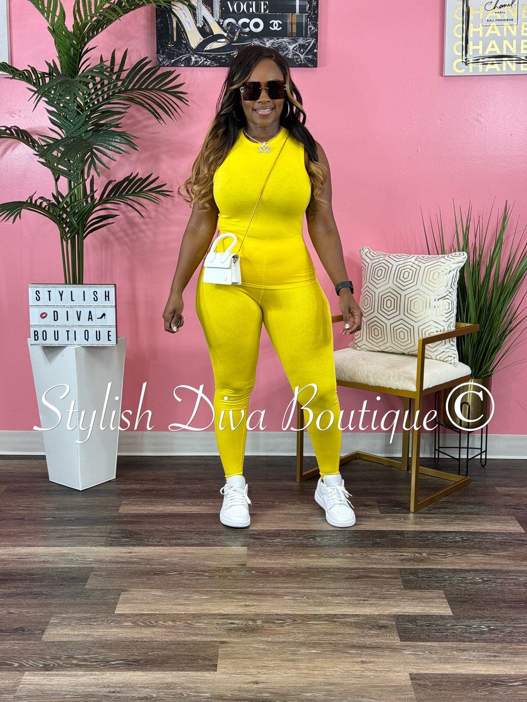 Miranda Sleeveless Legging Set (Yellow)