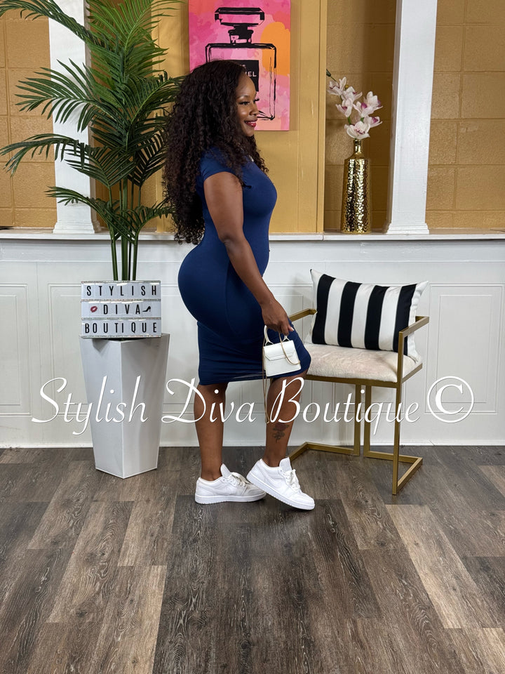 Bella Midi Dress (Midnight Navy)