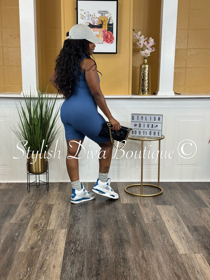 Can’t Resist Sleeveless Romper (Blue)