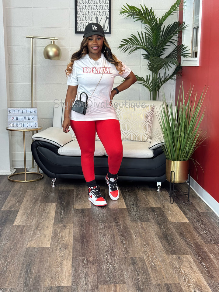 Butter Soft Microfiber Leggings up to 3XL (Red)