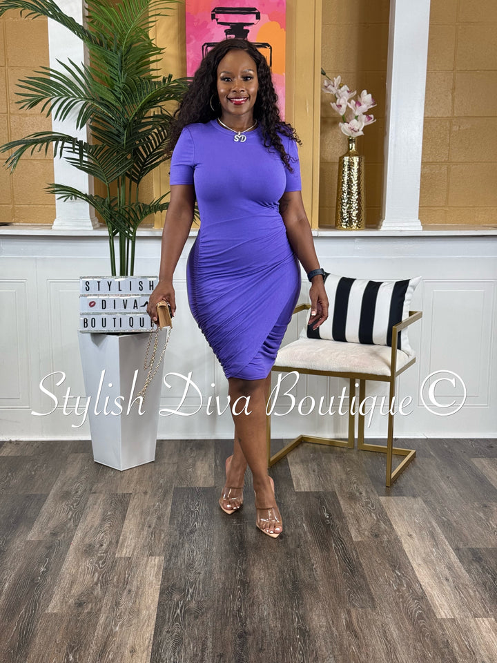 Coco Wrapped Midi Dress (Purple)