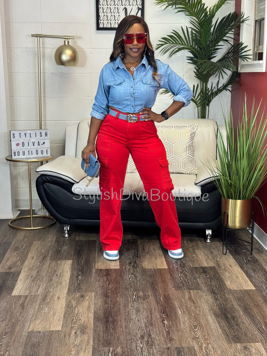 London Cargo Jeans (Red)