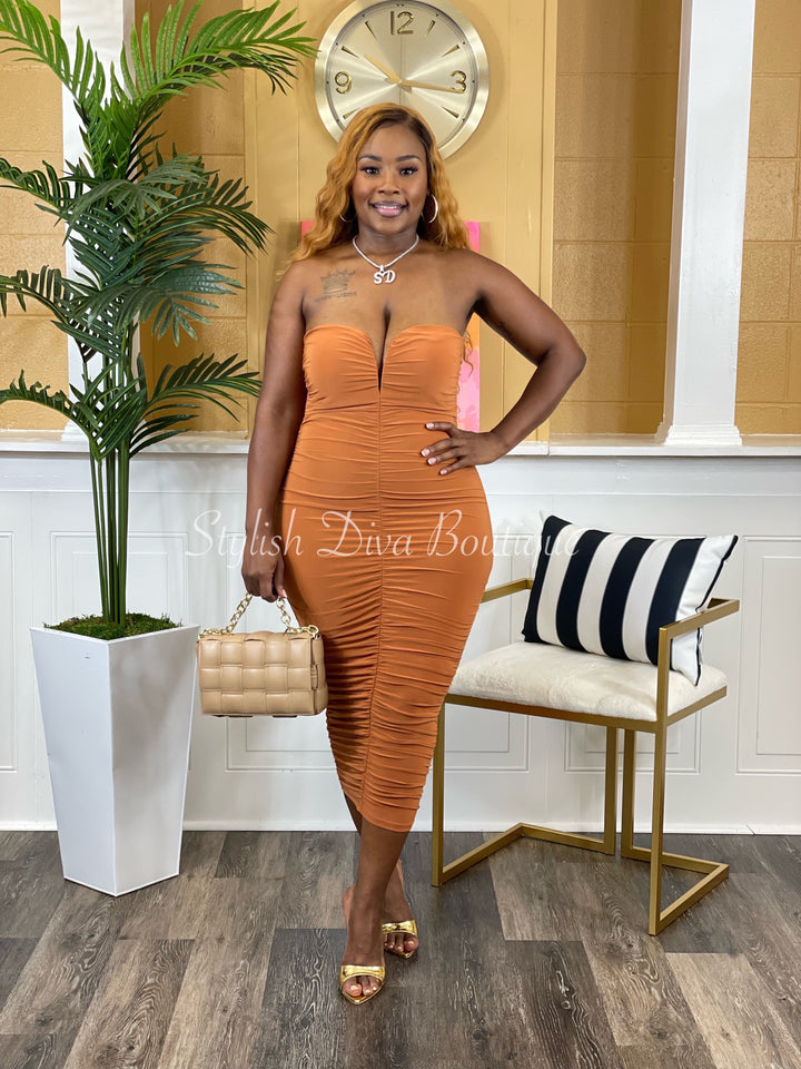 Show Off Midi Dress (Pumpkin)