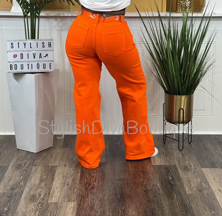 Tangerine Dreams Straight Leg Jeans (Tangerine Orange)