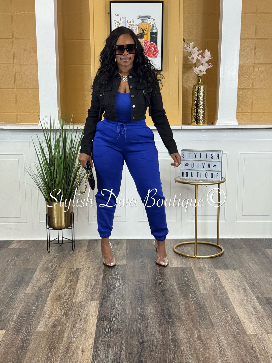 Onyx Vibes Cropped Denim Jacket (Black)