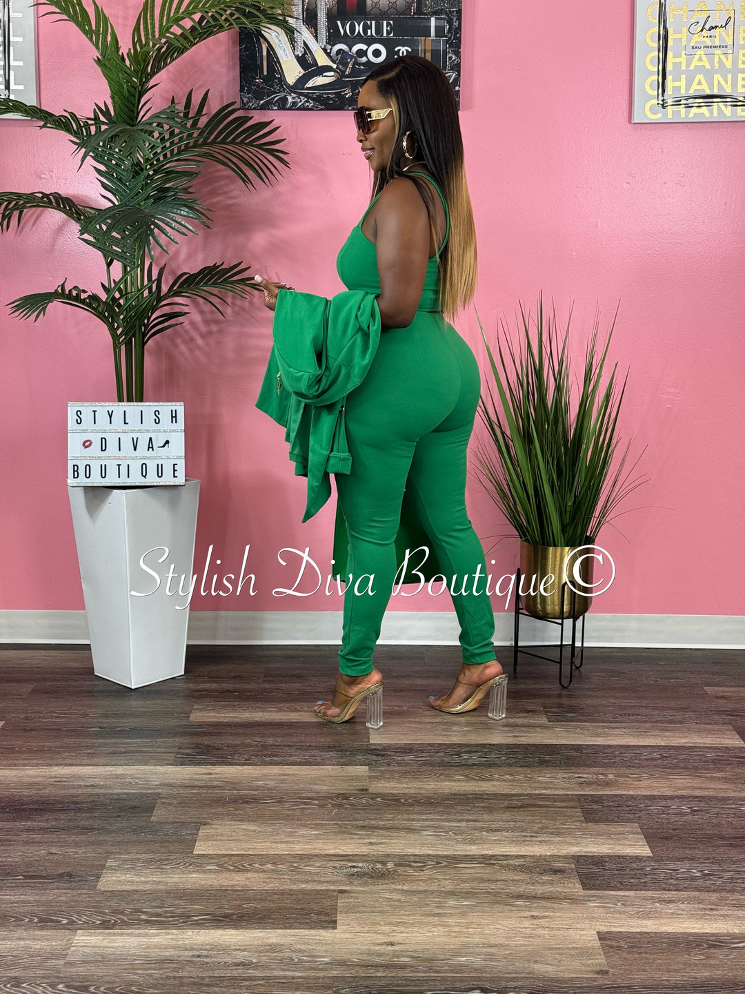 Boss Babe 3pc Jacket Set (Kelly Green)