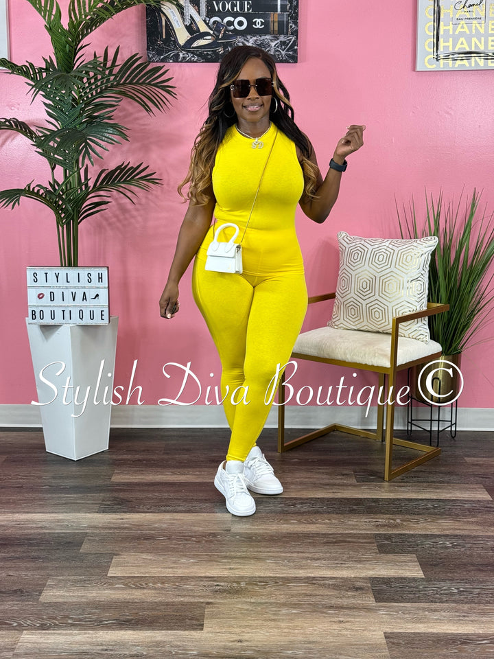 Miranda Sleeveless Legging Set (Yellow)