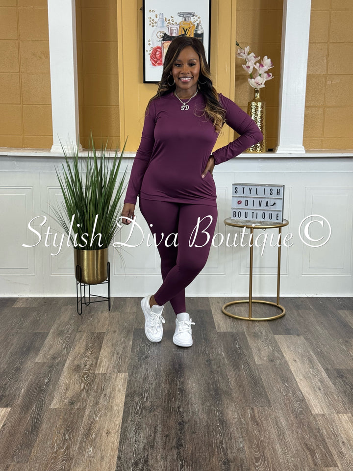 Weekend Ease Legging Set up to 3XL (Plum)