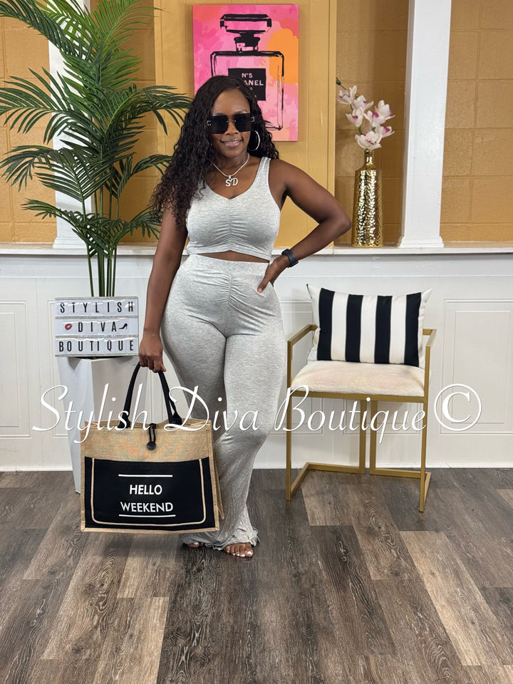 Julissa Cropped Lounge Set (Heather Grey)
