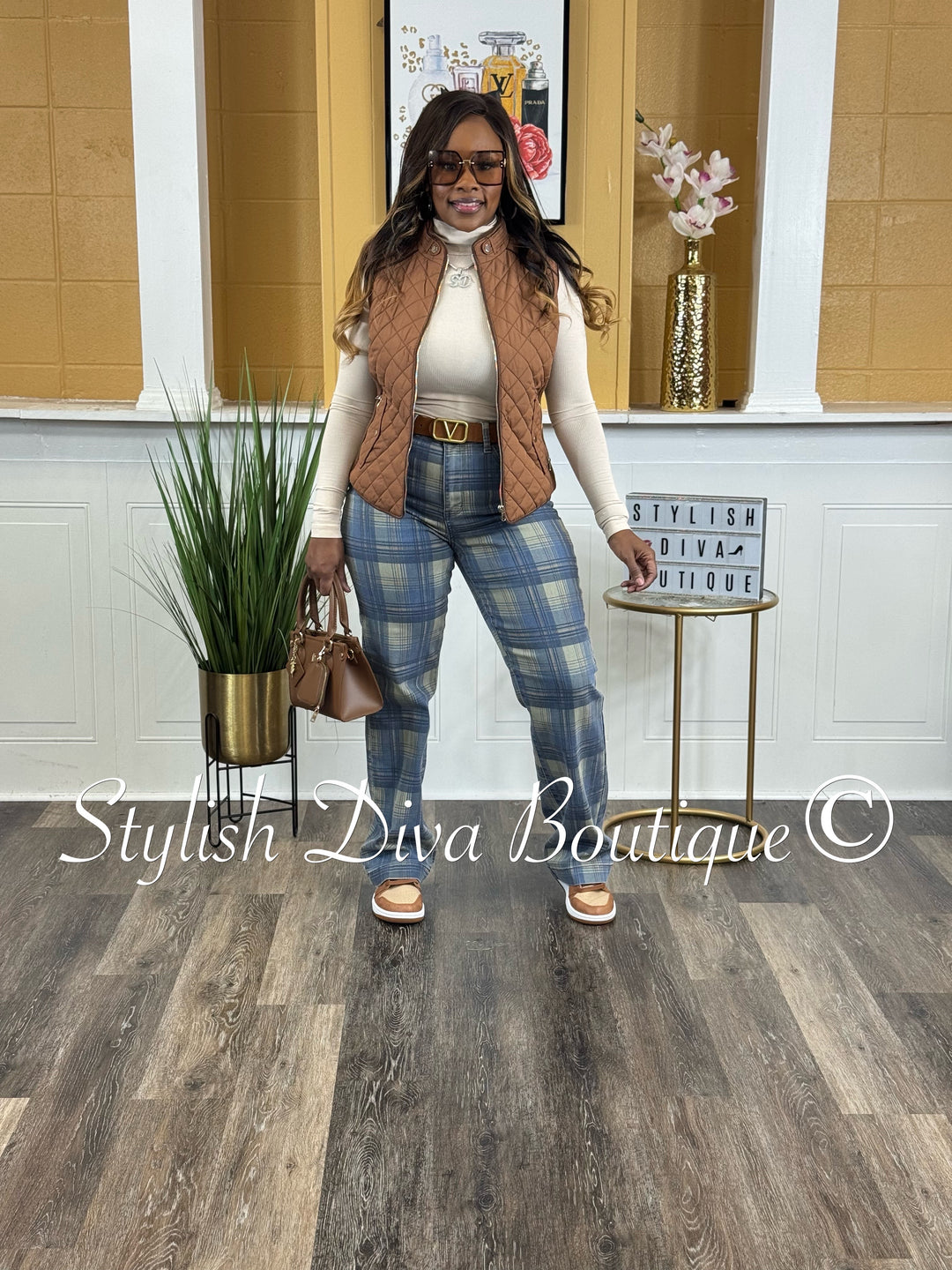 Plaid Perfection Vintage Jeans (Blue Haze)