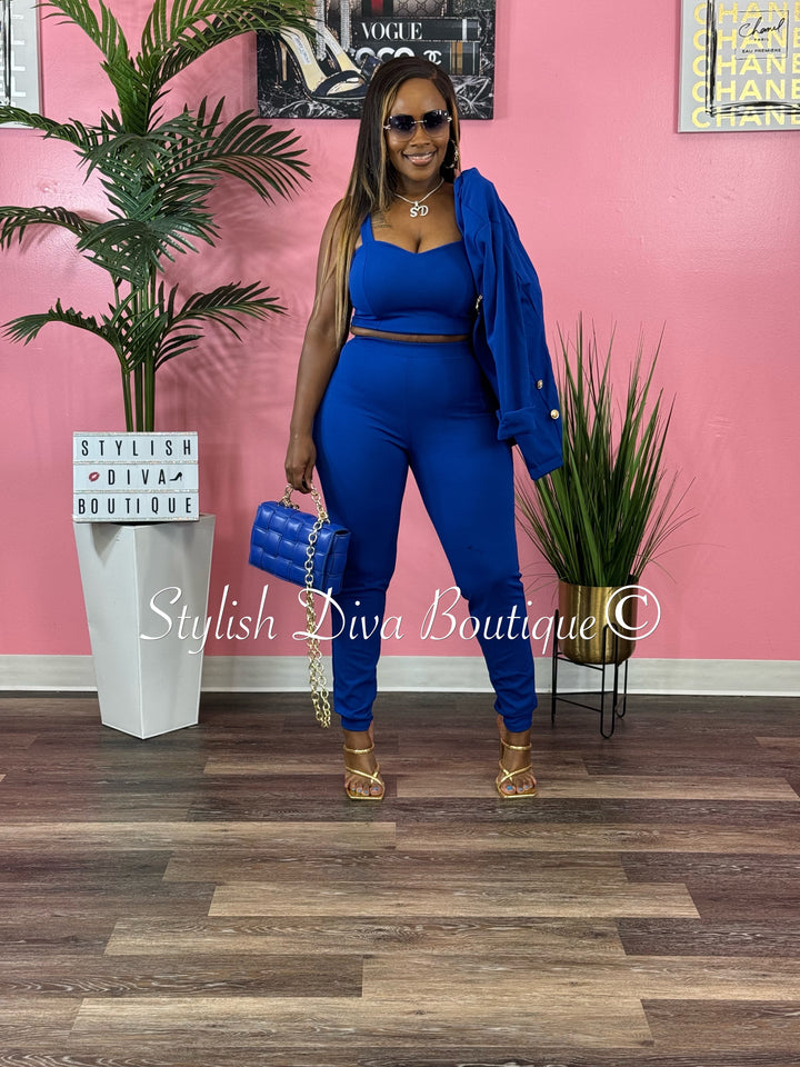 Boss Babe 3pc Jacket Set up to 3XL (Royal Blue)