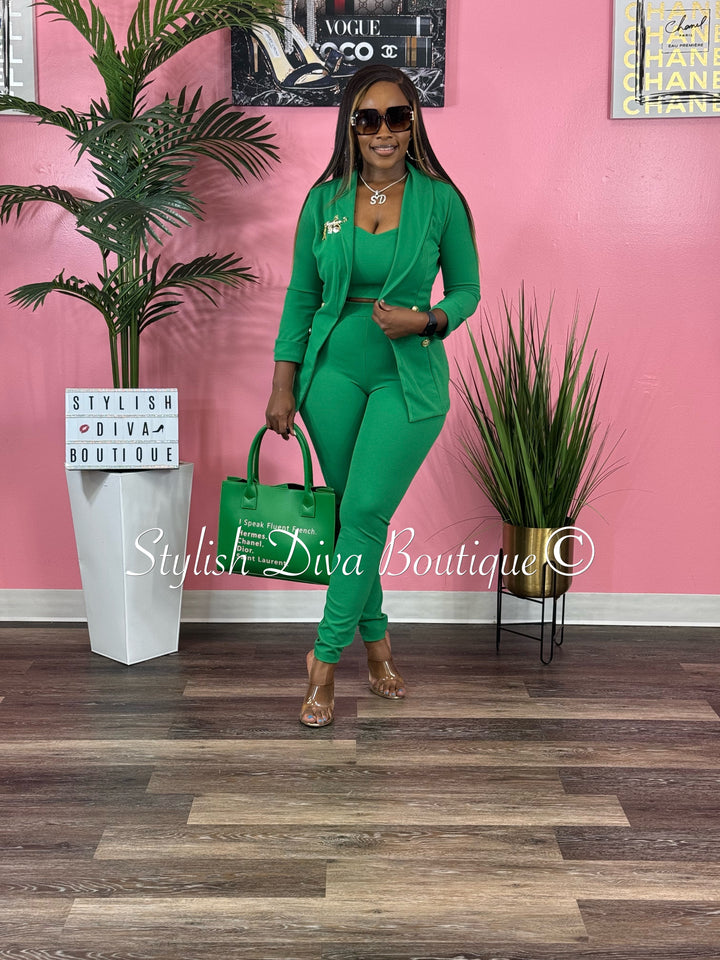 Boss Babe 3pc Jacket Set (Kelly Green)