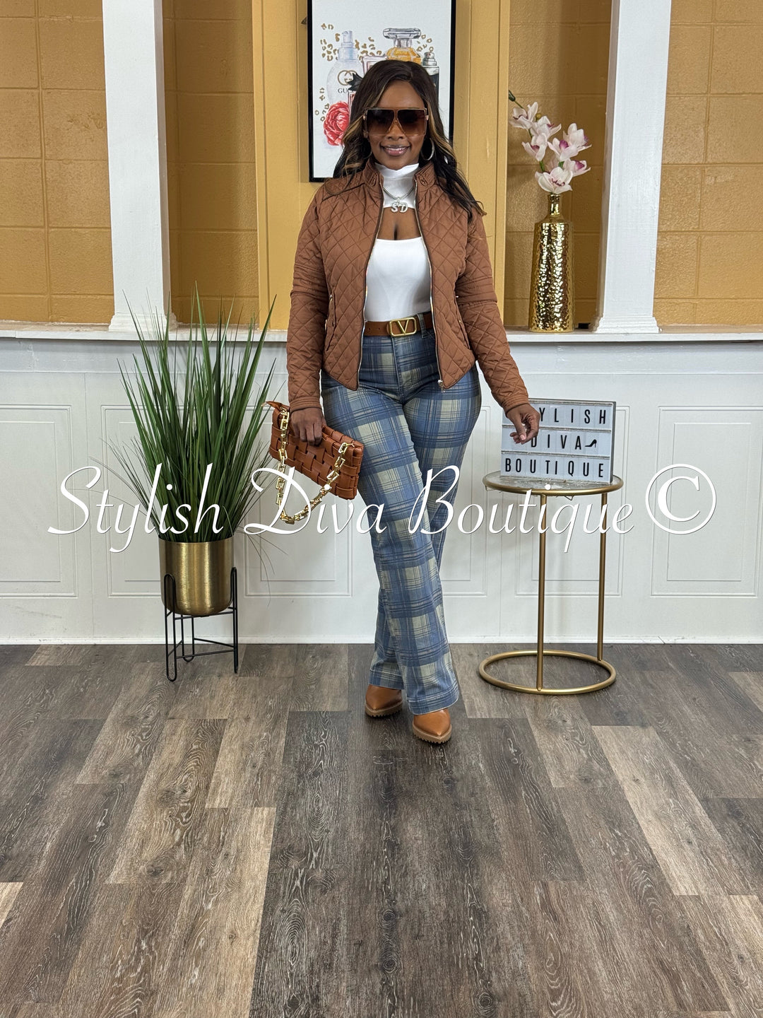 Plaid Perfection Vintage Jeans (Blue Haze)