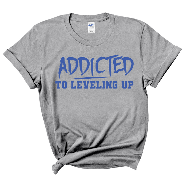 Addicted To Leveling Up T-Shirt (B Royal Print)