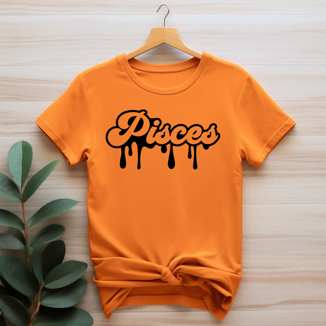 Pisces Dripping T-Shirt (Black Print)