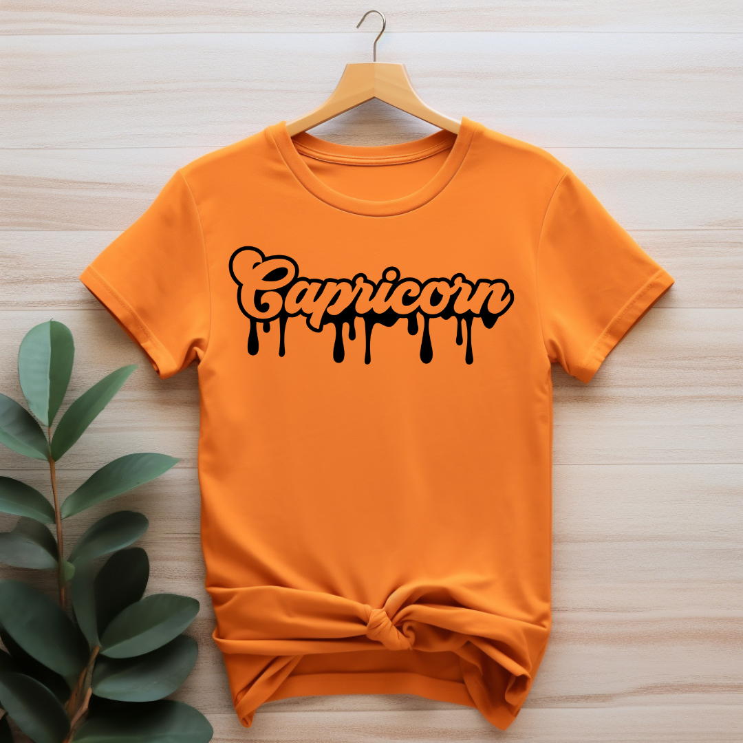 Capricorn Dripping T-Shirt (Black Print)