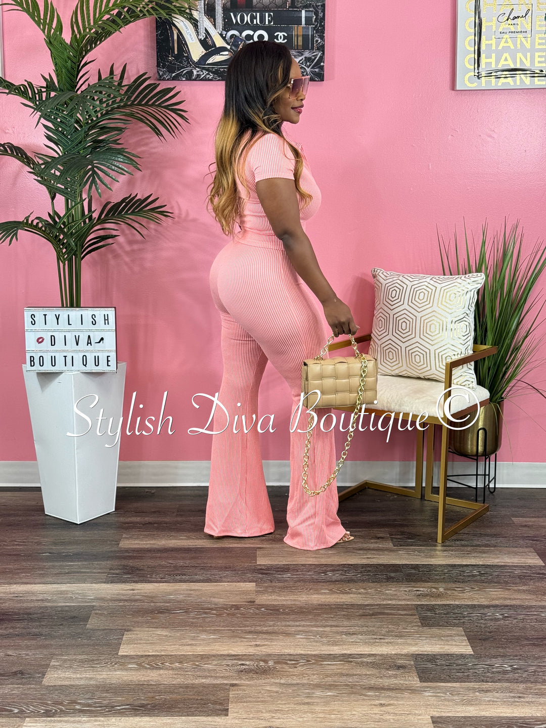 Dynasty 2pc Pant Set up to 3XL (Peachy Pink)