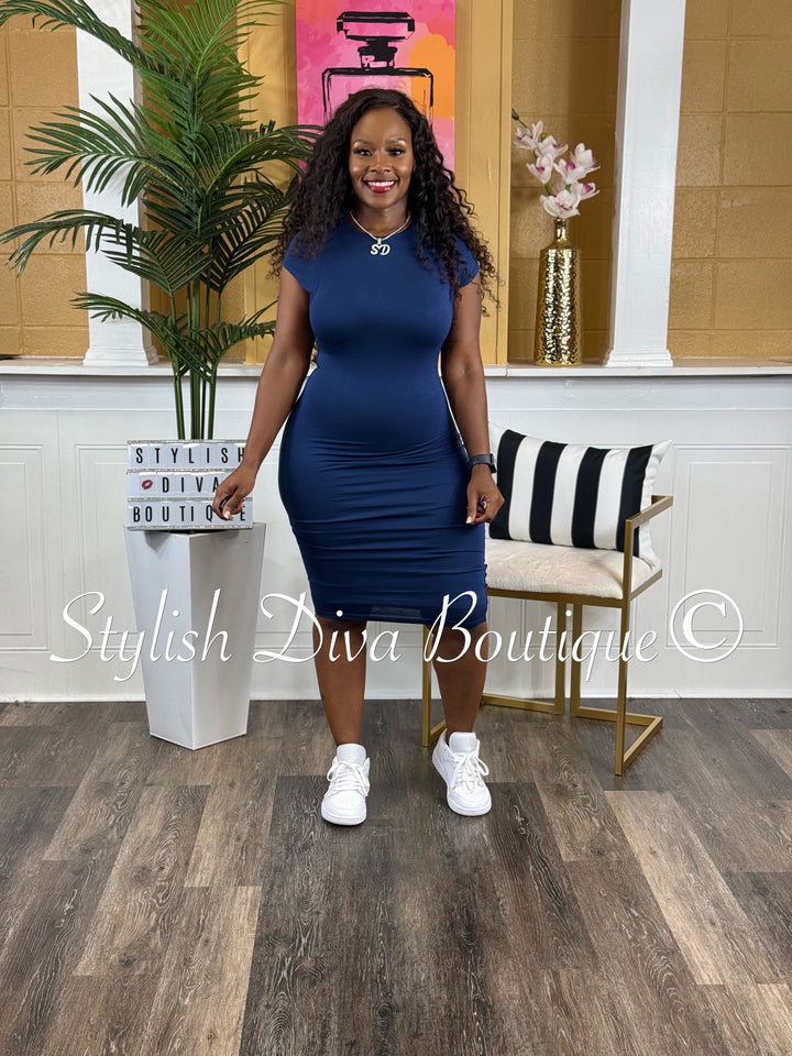 Bella Midi Dress (Midnight Navy)