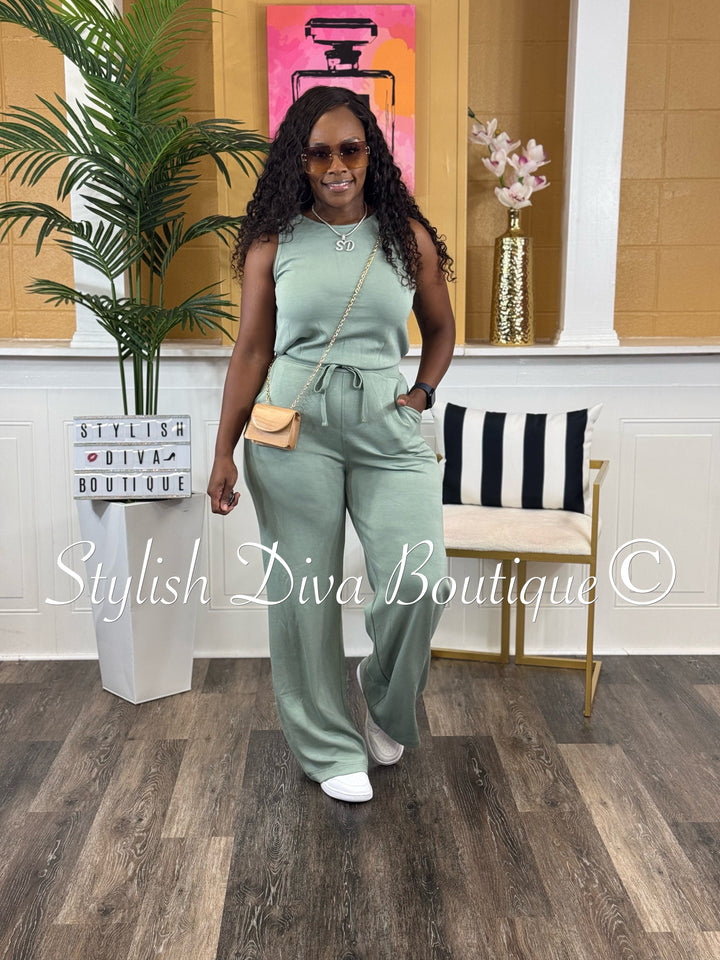 Jamie Sleeveless Jumpsuit (Sage)