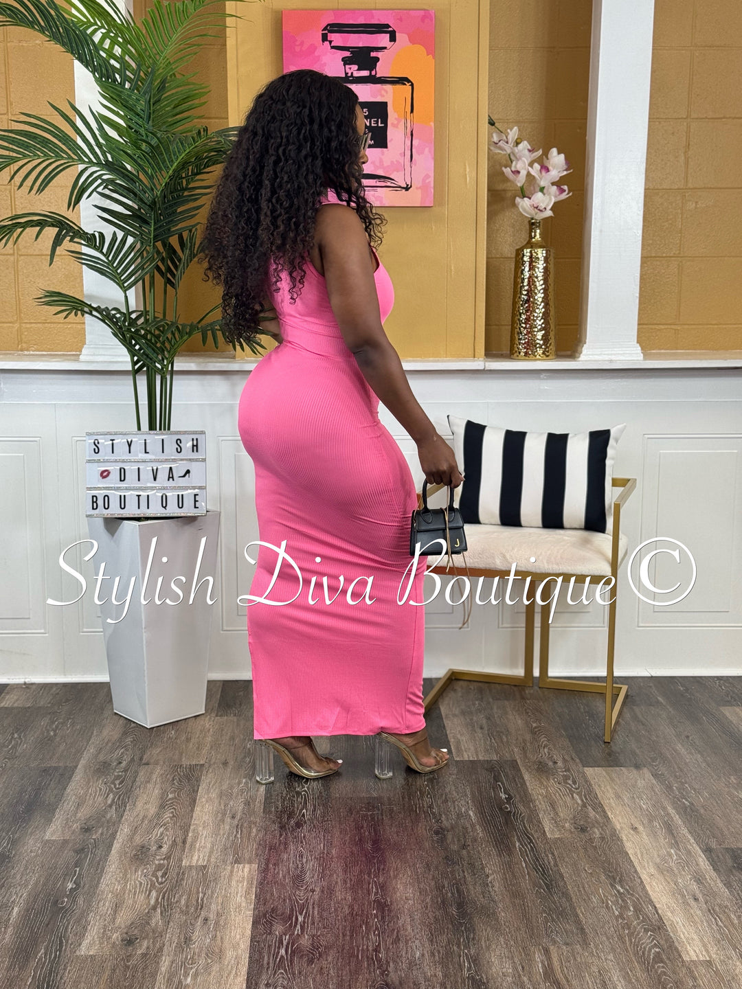 Mona Sleeveless Maxi Dress (Pink)