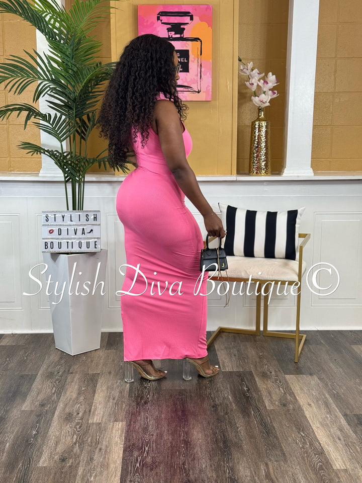 Mona Sleeveless Maxi Dress (Pink)
